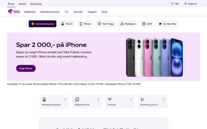 Skærmbillede af netcom.no