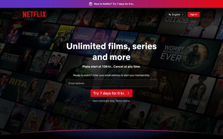 Screenshot of netflix.ca