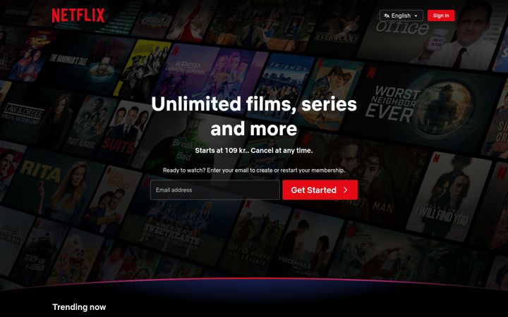 Screenshot ta' netflix.com