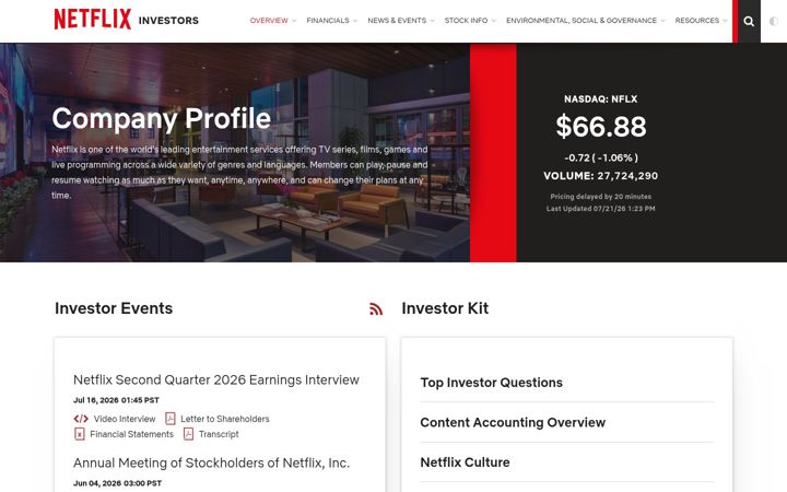 Ekrano kopija netflixinvestor.com