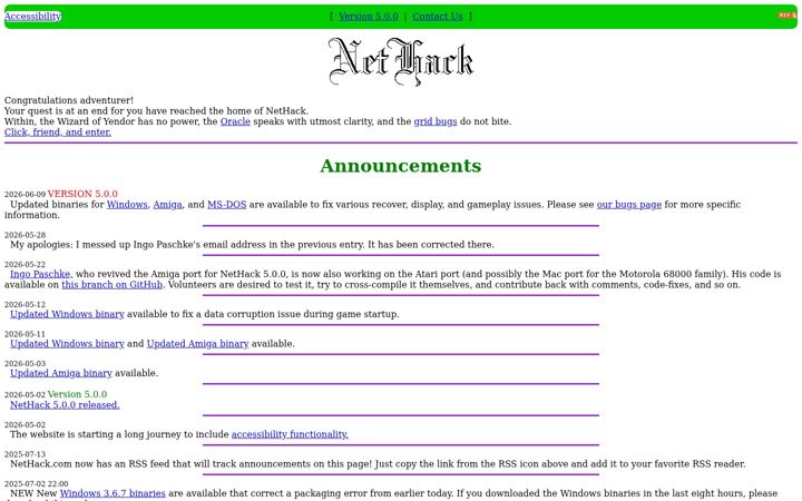 Screenshot of nethack.org