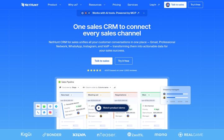 Screenshot of nethunt.com