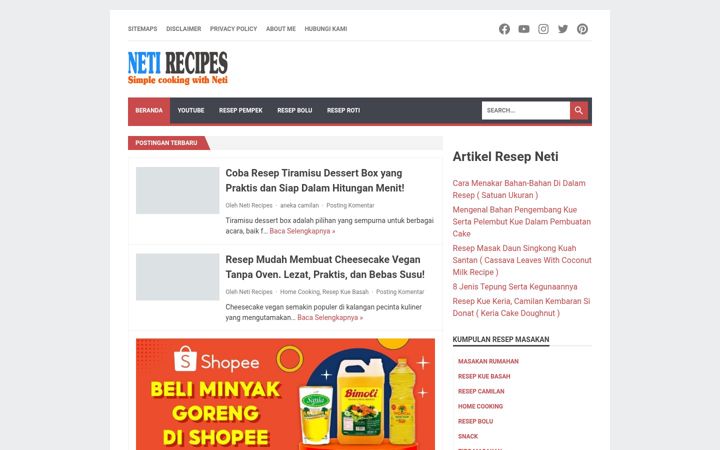 Skærmbillede af netirecipes.com