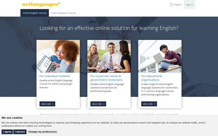 Screenshot of netlanguages.com