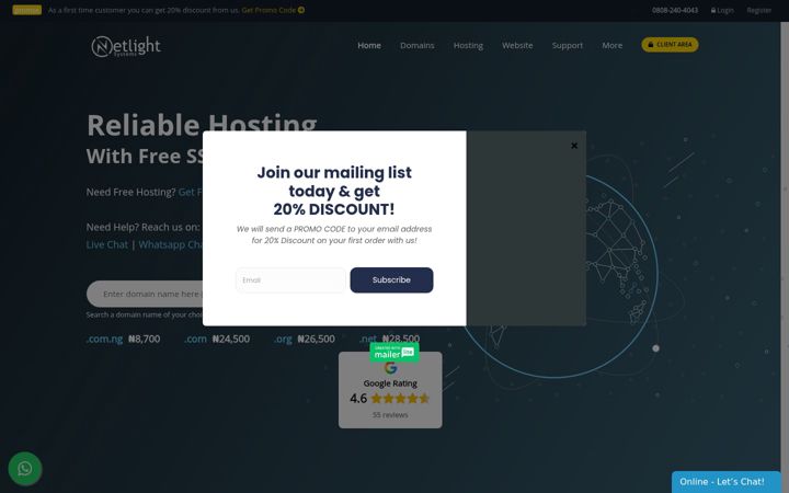 Snimka zaslona za netlightsystems.com