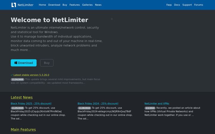 Screenshot of netlimiter.com