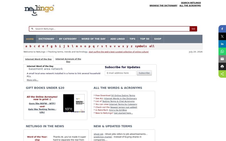 Screenshot of netlingo.com