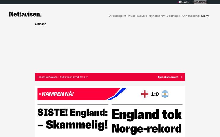 Ekrano kopija nettavisen.no