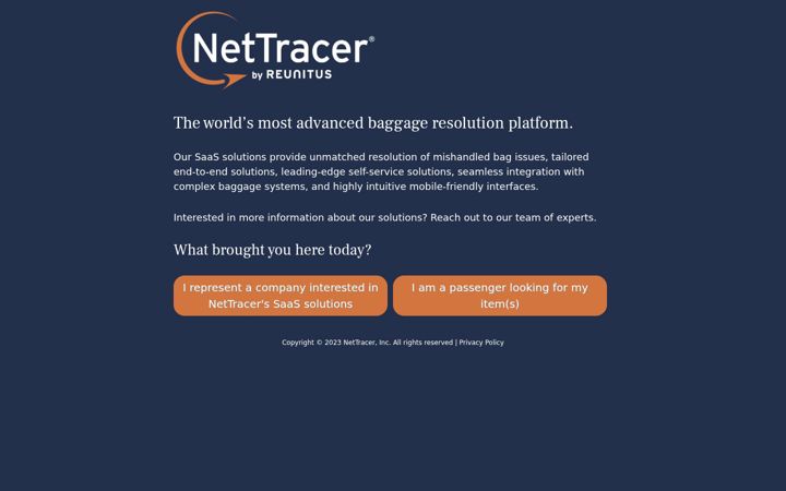 Screenshot of nettracer.aero