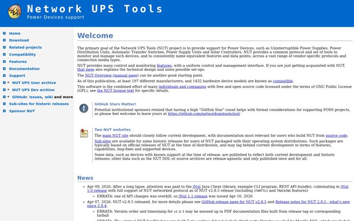 Screenshot of networkupstools.org