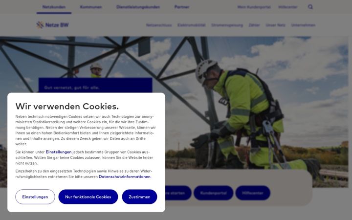 Screenshot of netze-bw.de