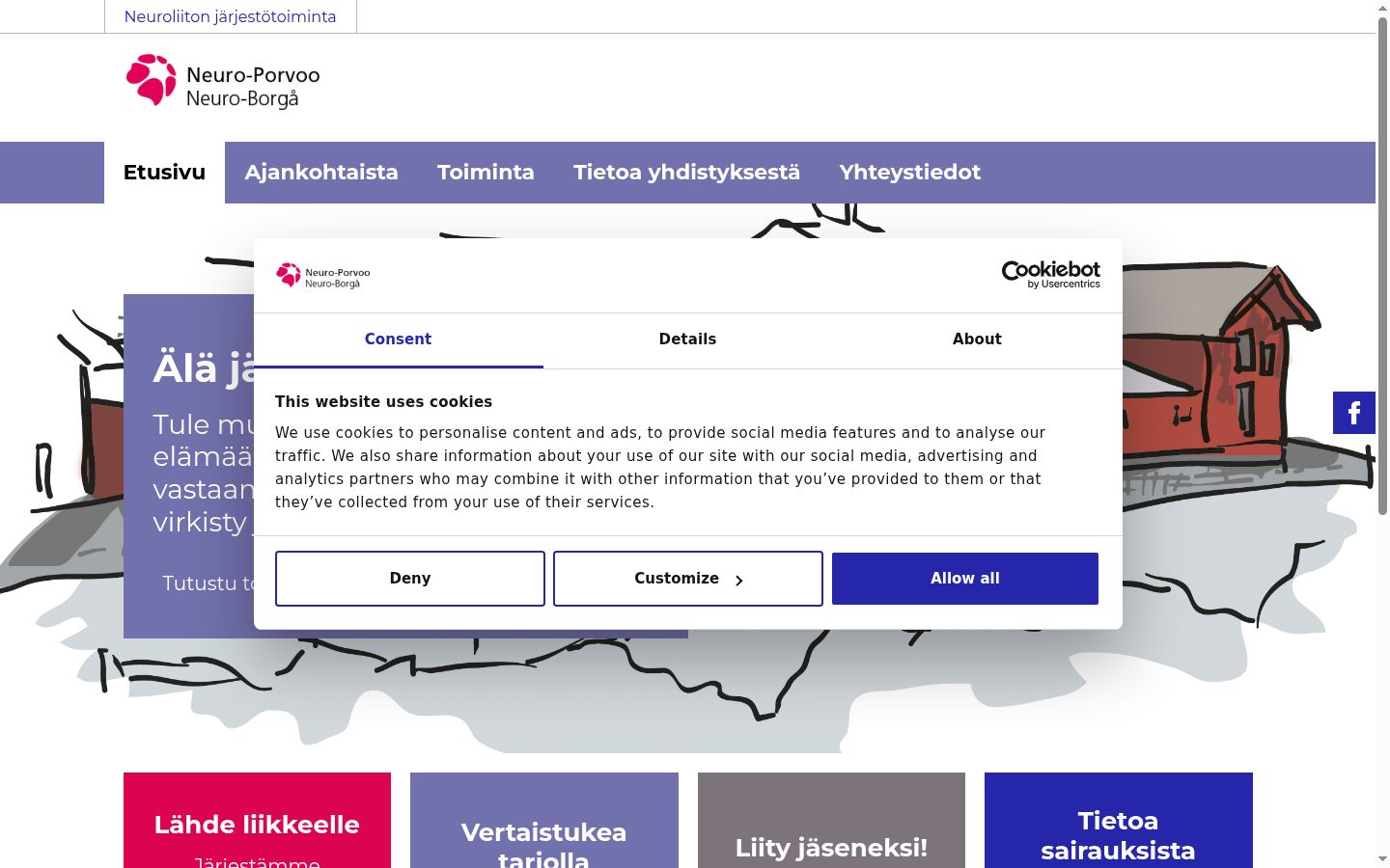 Ekraanipilt nõusolekubännerist, mida näidati enne mis tahes suhtlust
