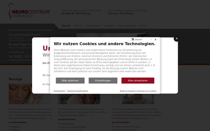 Snímek obrazovky neurocentrum-marburg.de