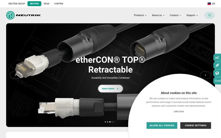 Screenshot of neutrik.com