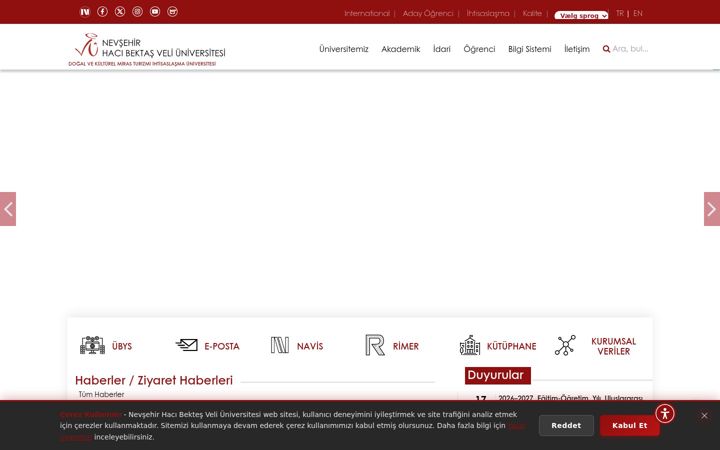 Screenshot of nevsehir.edu.tr