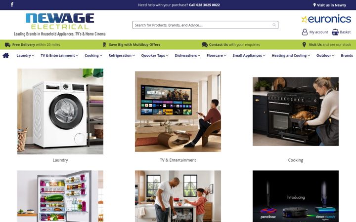 Screenshot stránky newage-electrical.com