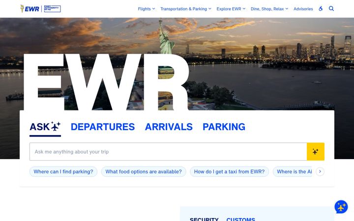 Screenshot of newarkairport.com