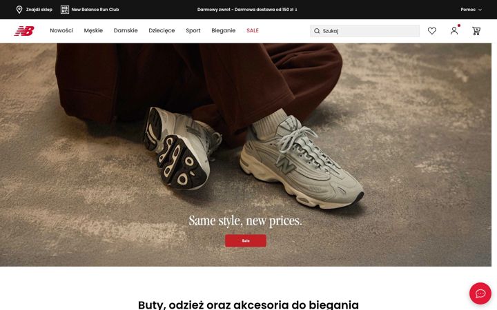 Captură de ecran a newbalance.pl