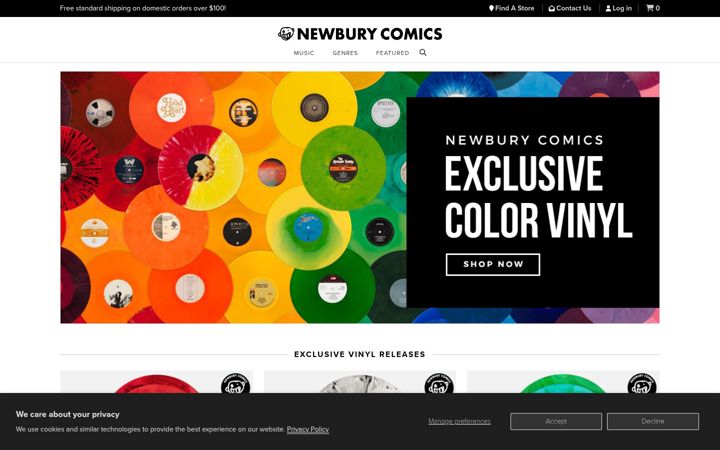 Screenshot of newburycomics.com