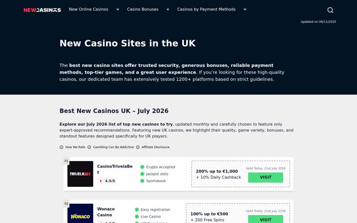 Screenshot of newcasinos.com