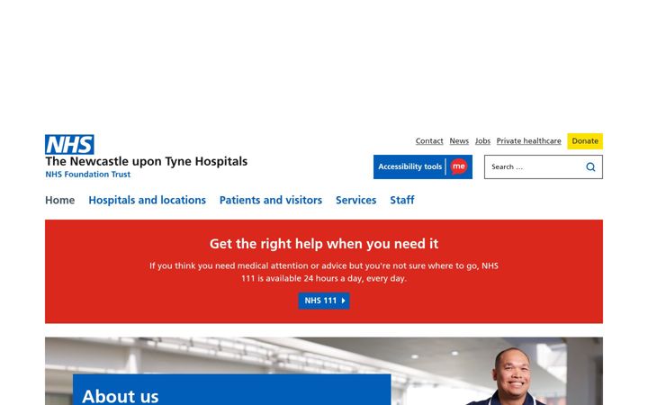 Captură de ecran a newcastle-hospitals.nhs.uk