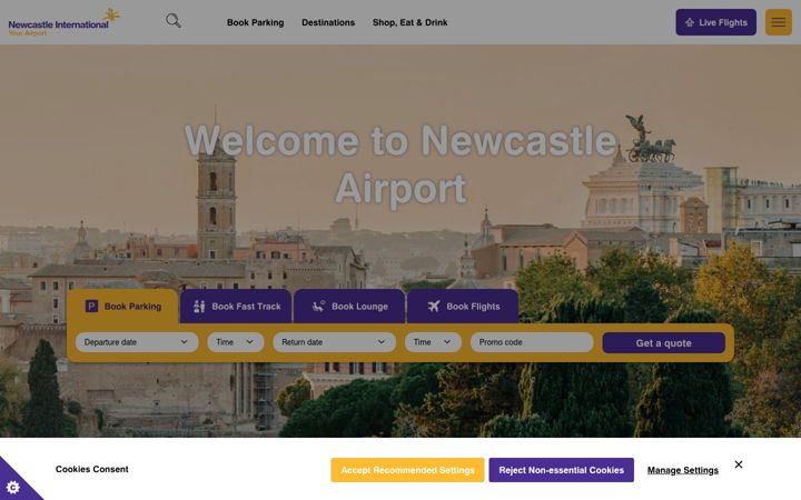 Screenshot of newcastleairport.com