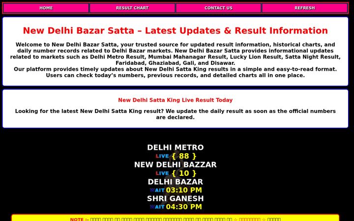 Screenshot ta' newdelhibazarsatta.in