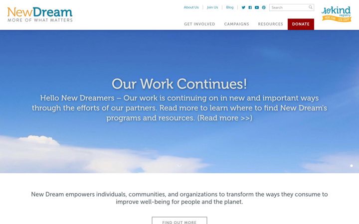 Screenshot of newdream.org