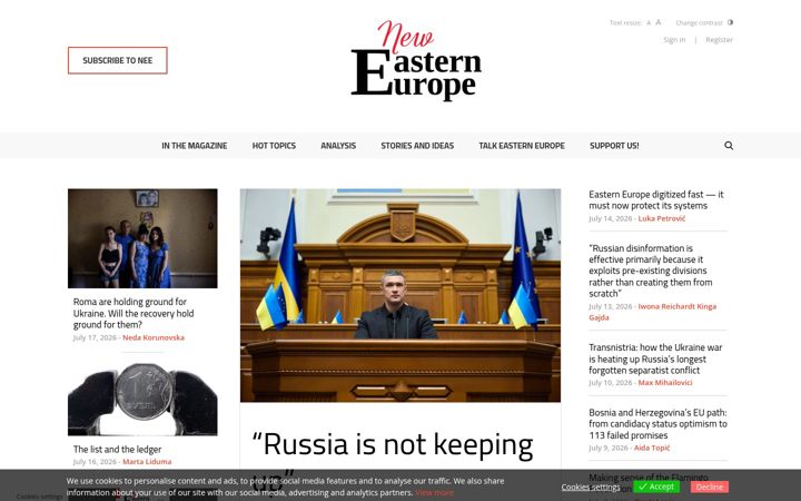 Screenshot of neweasterneurope.eu
