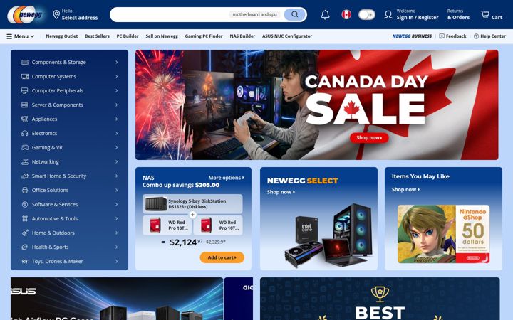 Zrzut ekranu newegg.ca
