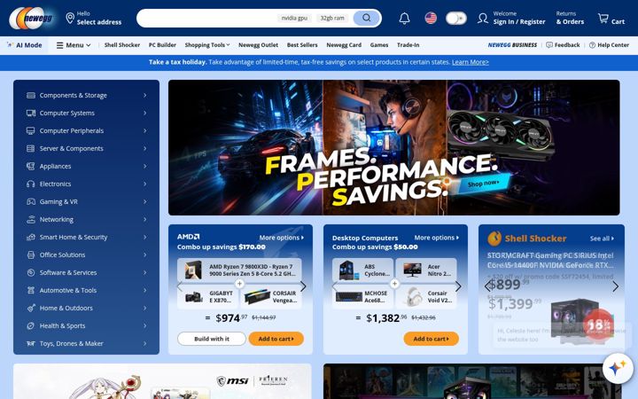 Screenshot di newegg.com