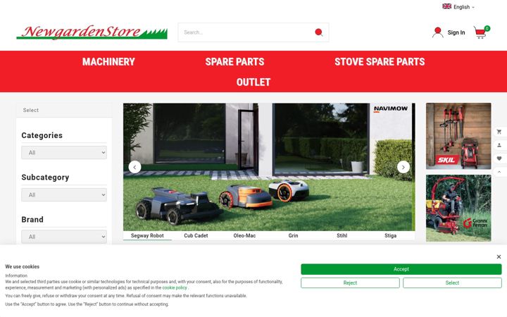 Skärmbild av newgardenstore.eu