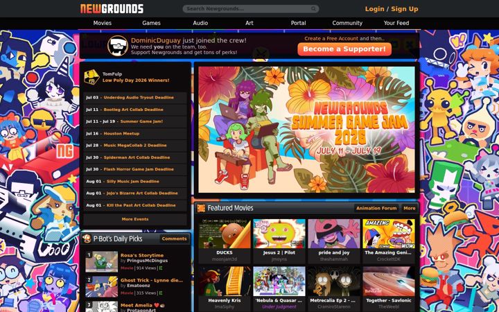 Skærmbillede af newgrounds.com