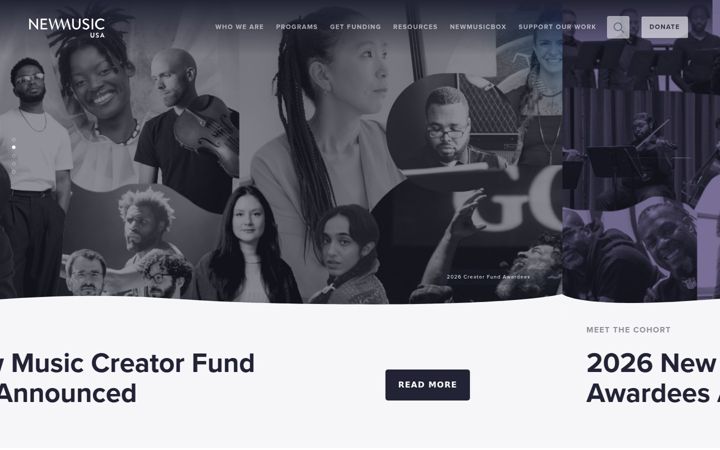 Captură de ecran a newmusicusa.org