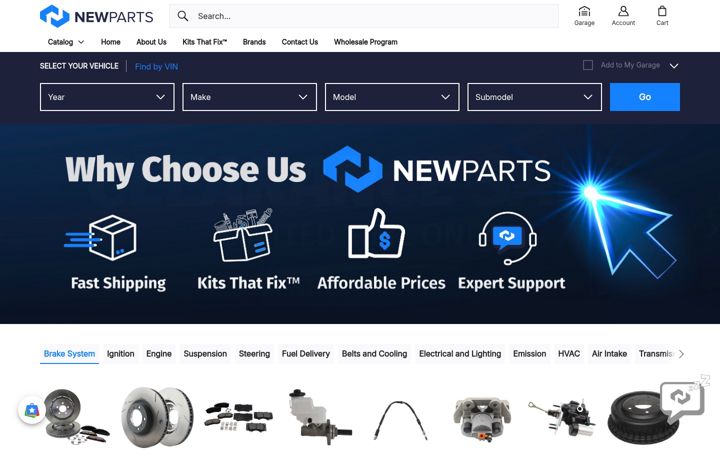 Screenshot of newparts.com