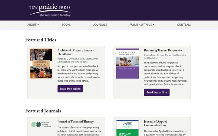 Screenshot of newprairiepress.org
