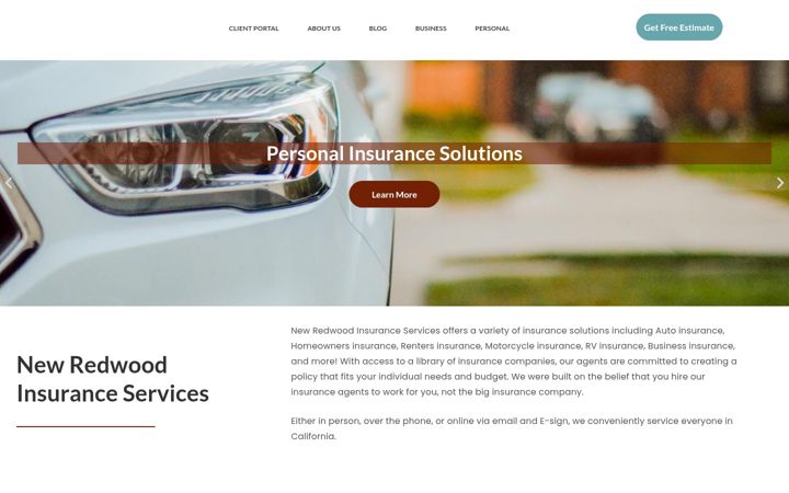 Captură de ecran a newredwoodinsurance.com