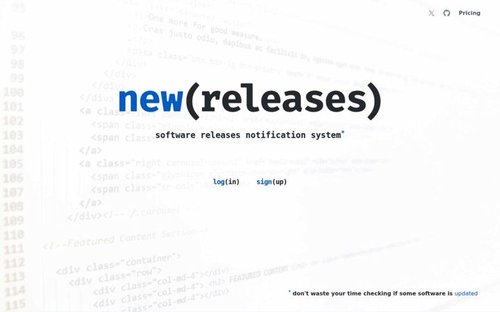 Screenshot of newreleases.io