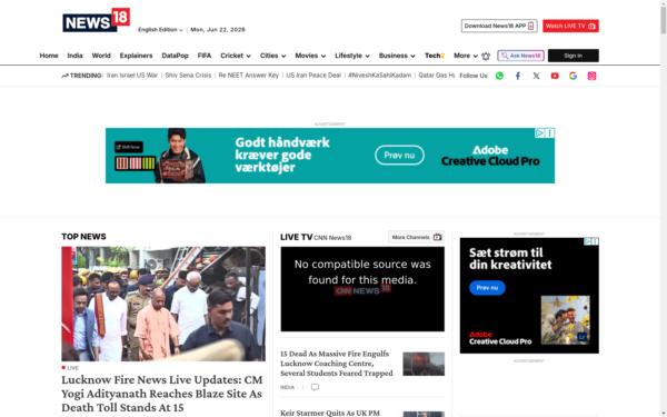 Screenshot of news18.com