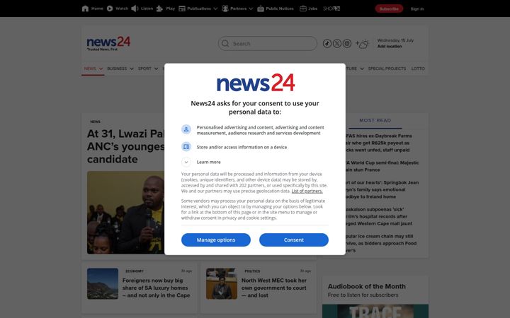 Captura de pantalla de news24.com