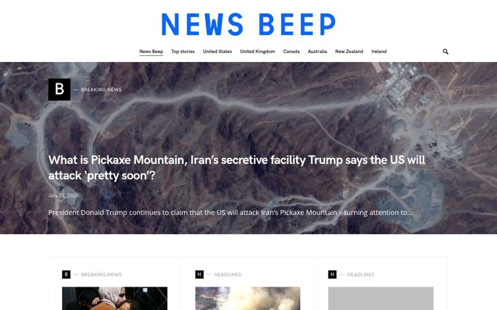 Snímek obrazovky newsbeep.com
