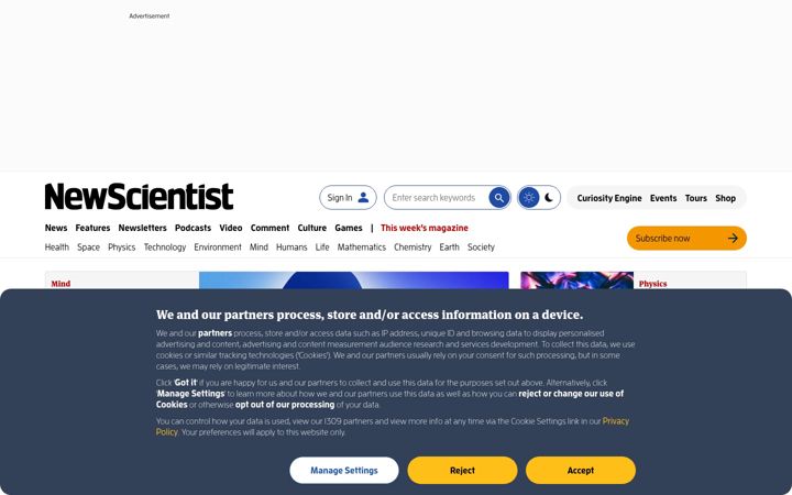 Ekrano kopija newscientist.com