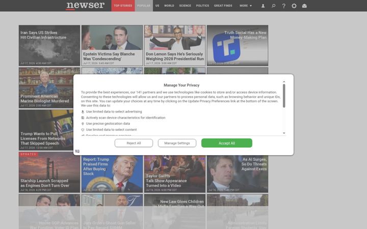 Captura de pantalla de newser.com