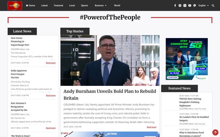 Screenshot of newsfirst.lk