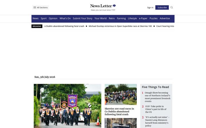 Screenshot of newsletter.co.uk