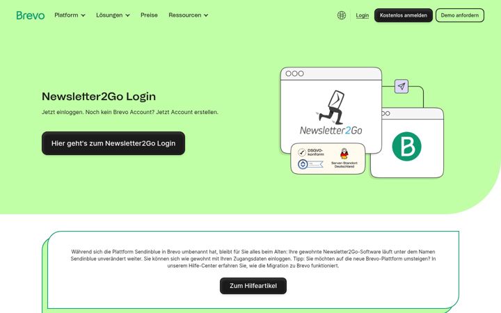 Screenshot of newsletter2go.de