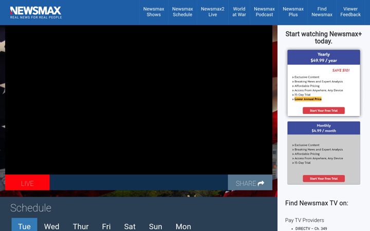 Screenshot of newsmaxtv.com