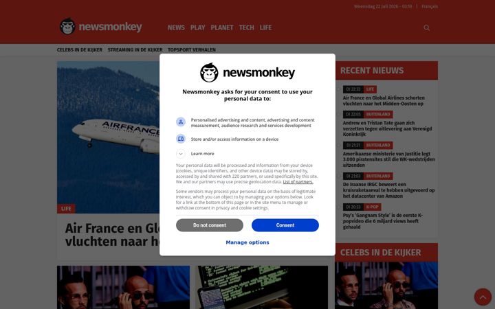 Screenshot of newsmonkey.be