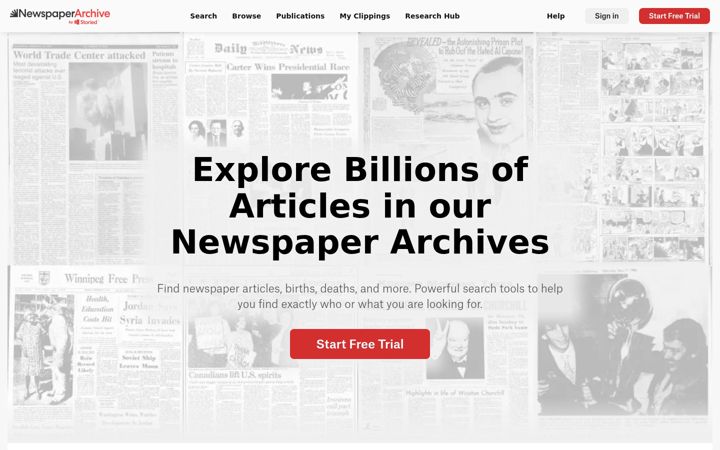 Skjámynd af newspaperarchive.com