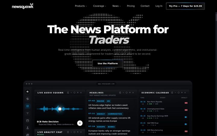 Screenshot of newsquawk.com